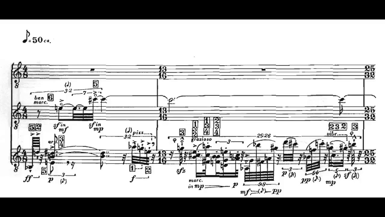 Brian Ferneyhough - Kurze Schatten II for Guitar (Score video)