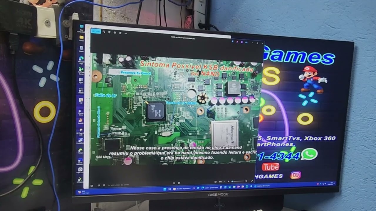 Xbox 360 não ligava, Tensões 3.3v-1.2v-5.1v ok, tensão no U1B1 não era KBS não era Nand.