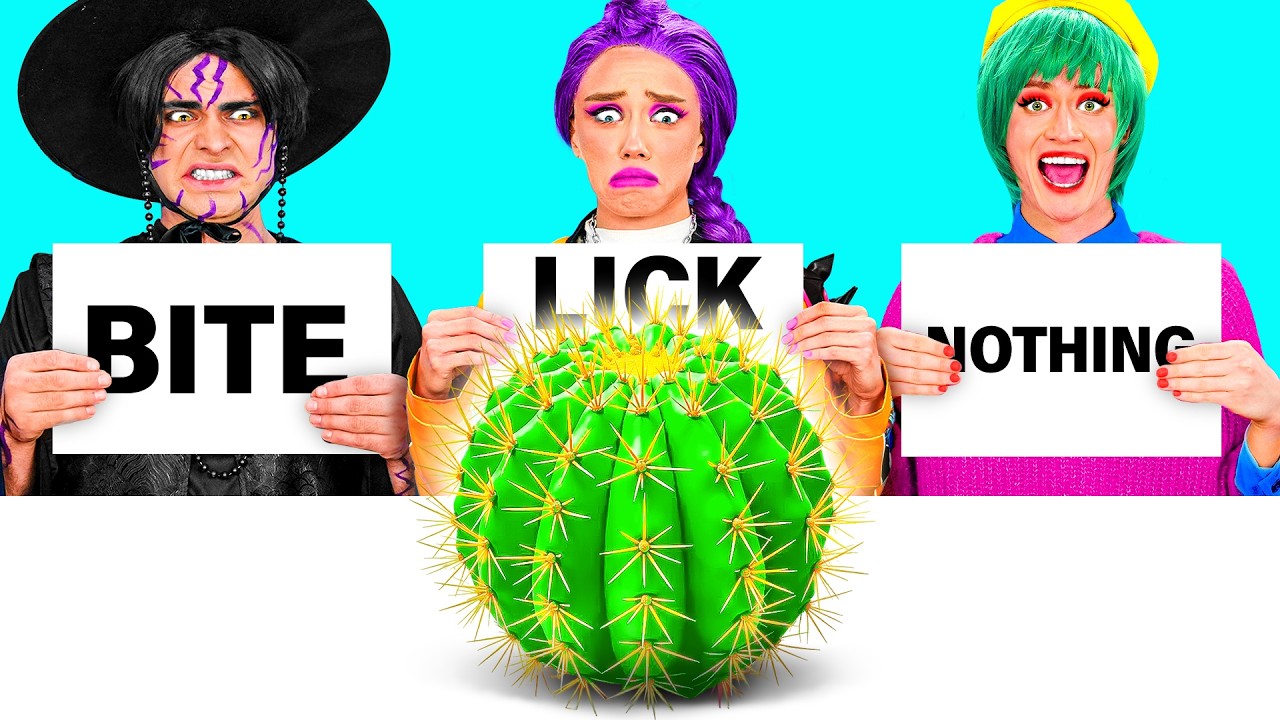 Bite, Lick or Nothing Challenge with Huntrix | Funny Kitchen Hacks by BaRaDa Challenge