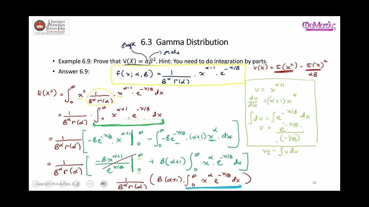 What Is V(X) When X Has A Gamma Distribution?