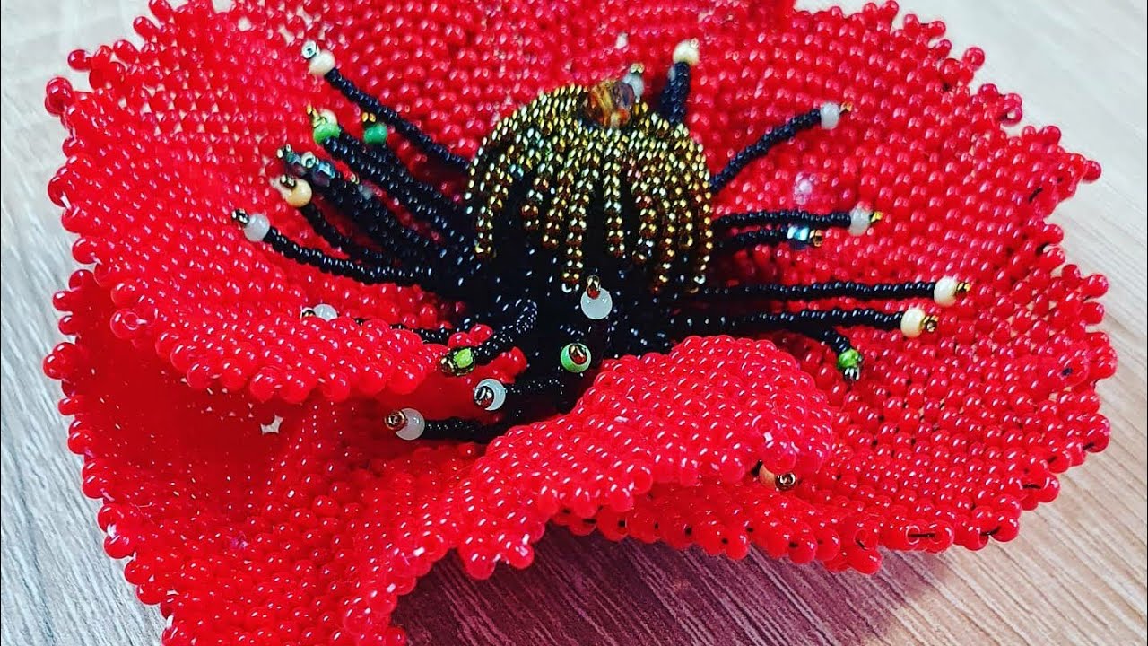 Мак из бисера/Beded poppy