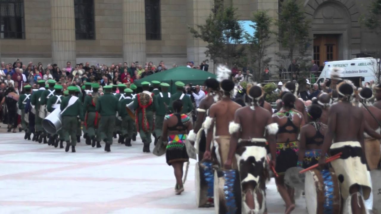 Performers entering the City Square, Dundee