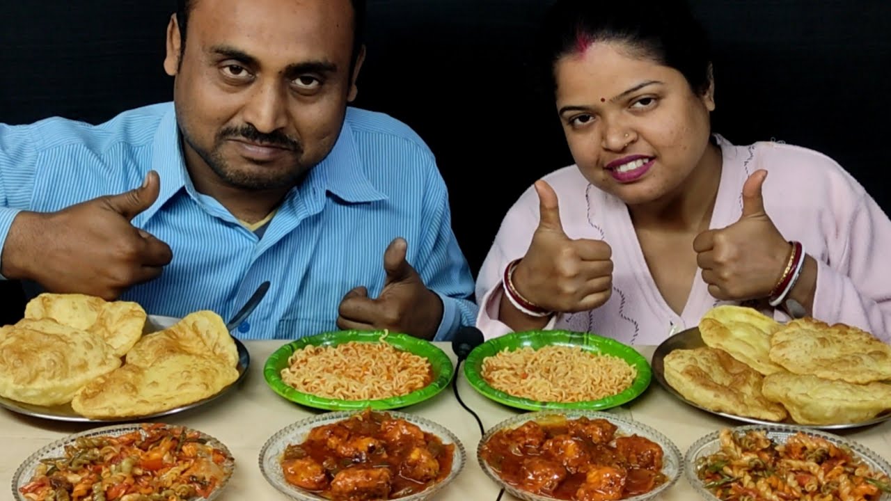 LUCHI CHILLI CHICKEN EATING CHALLENG || MASALA MAGGIE EATING CHALLENG || PASTA CHALLENG