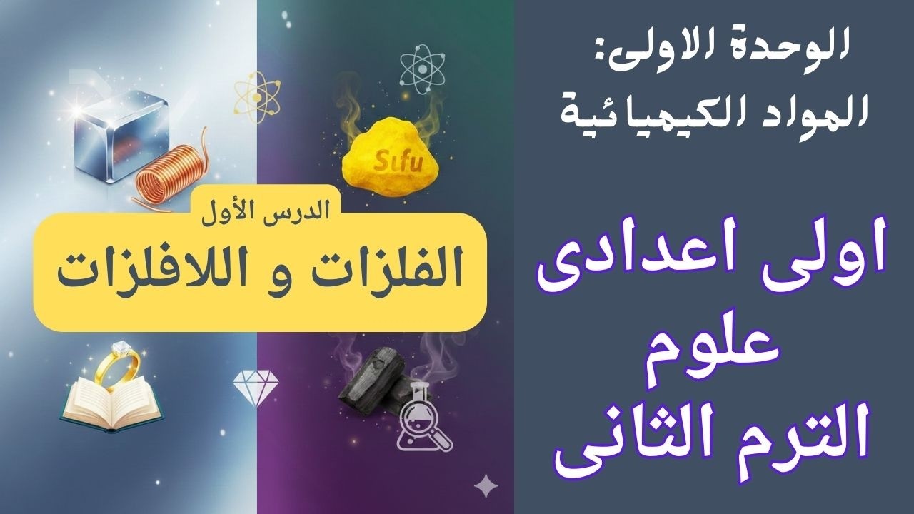 الفلزات واللافلزات للصف الاول الاعدادى | علوم اولى اعدادي الترم الثاني 2026 | اتعلم مع اسماء ابوزيد