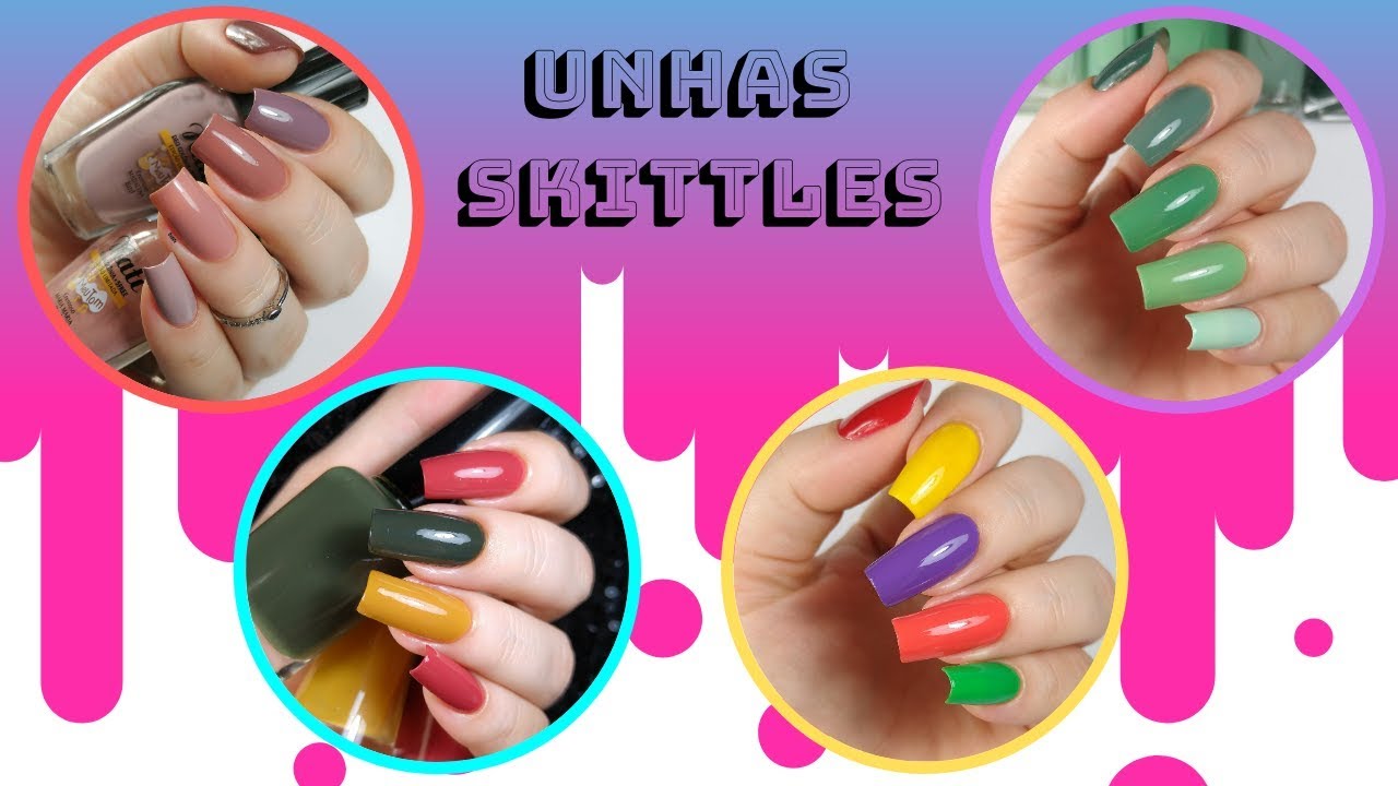 A NOVA MODA DO MOMENTO - UNHAS SKITTLES | DICAS E COMBINA&Ccedil;&Otilde;ES