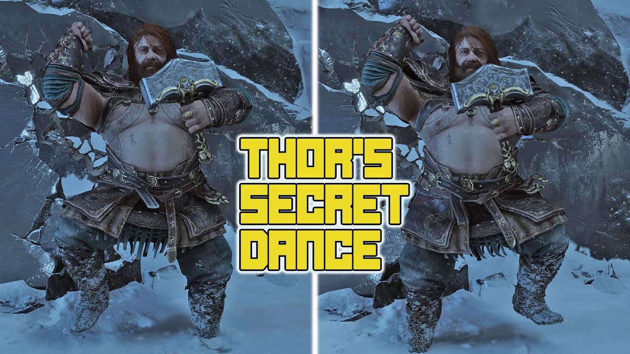 В God of War Ragnarok есть скрытая сцена танцующего Тора (подробности за пределами игры)
