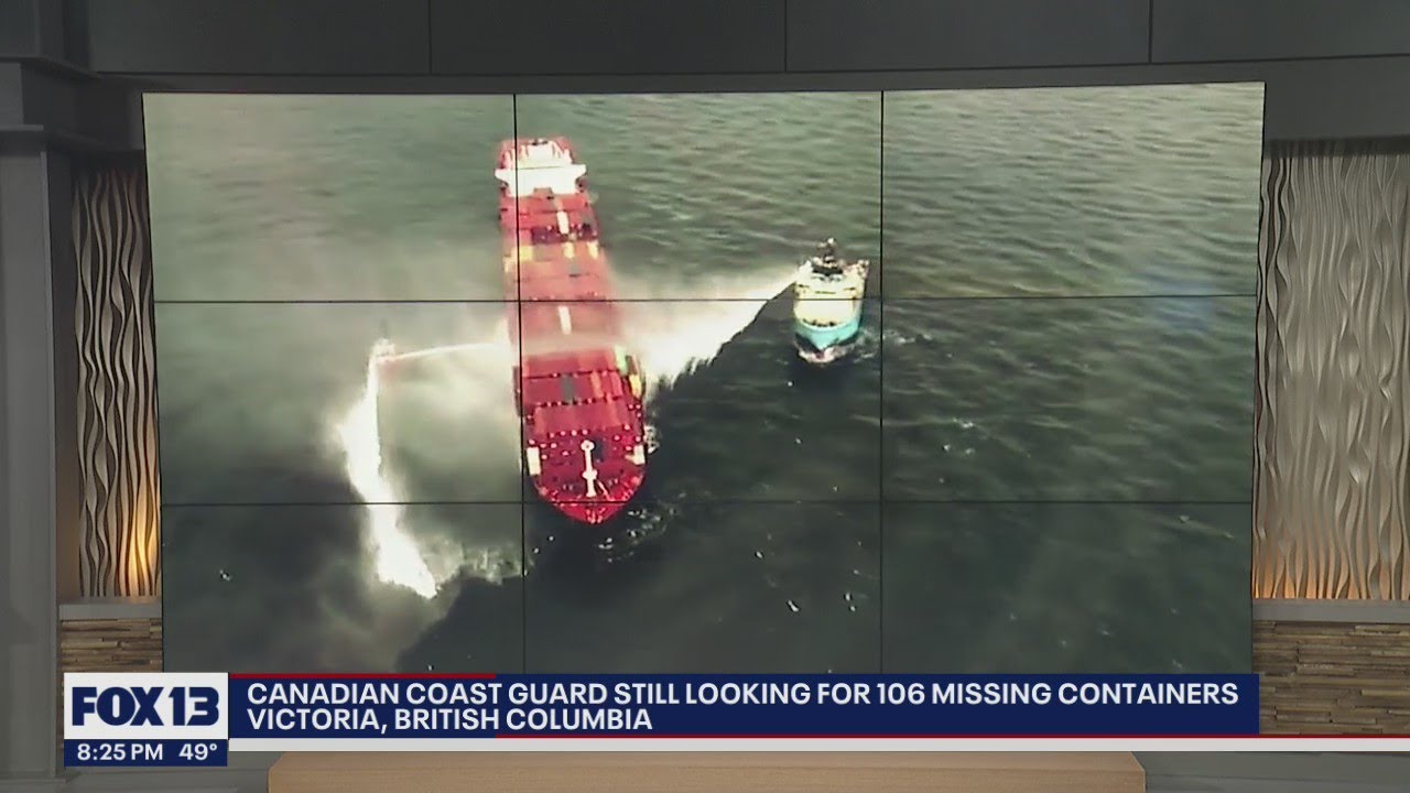 106 shipping containers floating in Pacific Ocean following bomb cyclone, cargo ship fire