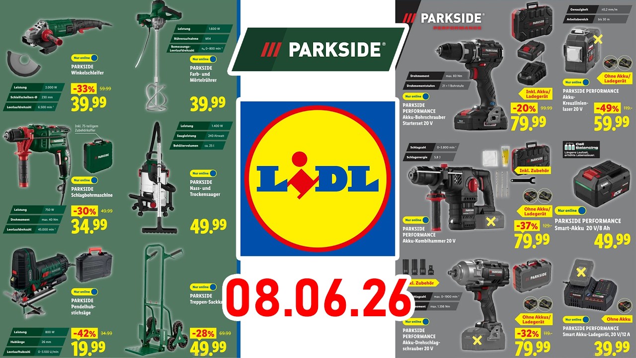 Parkside Lidl Katalog ab 08.06.2026 | Performance 8Ah Smart Akku PAPP 208 A1 f&uuml;r 49,99&euro; |  Angebote