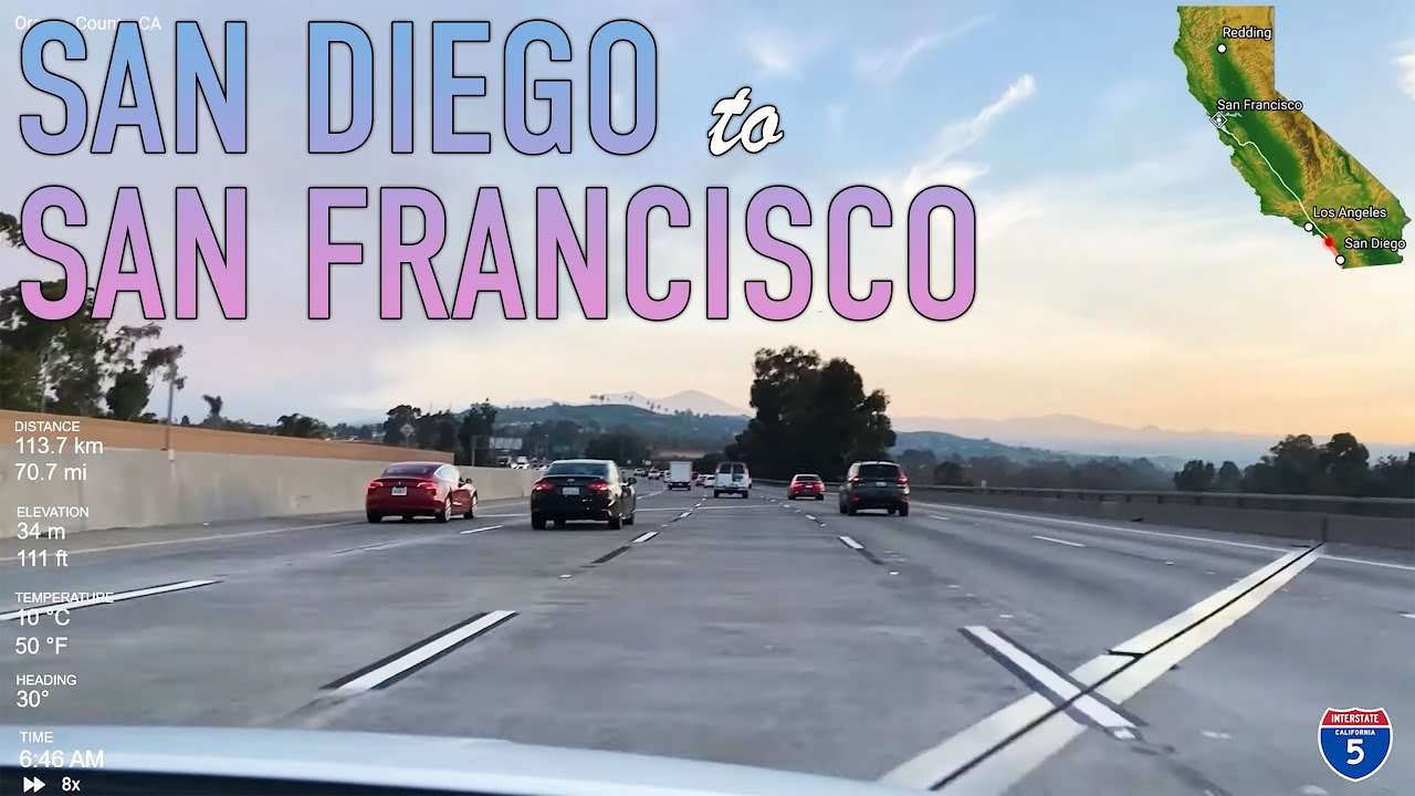San Diego to San Francisco via Los Angeles Road Trip Timelapse in 4K