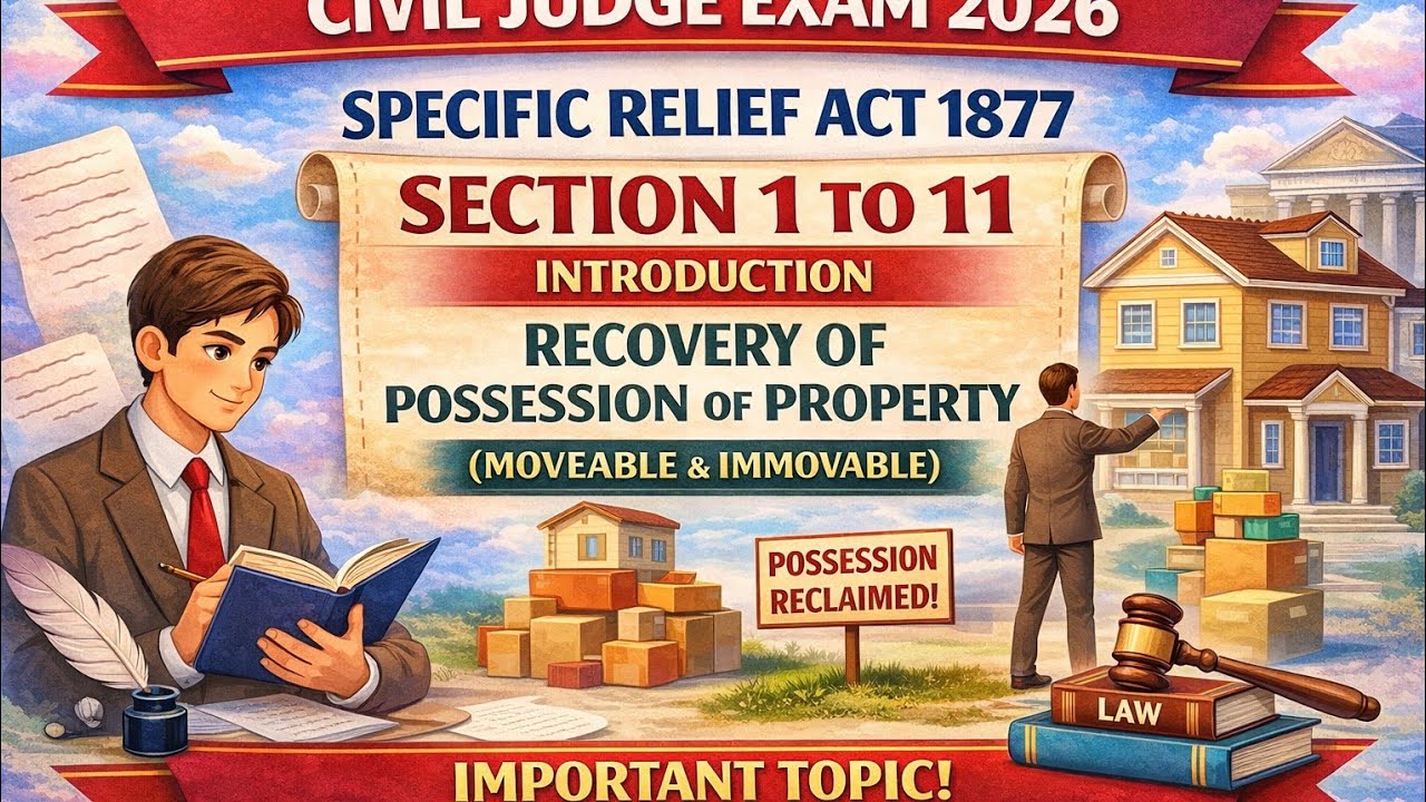 SPECIFIC RELIEF ACT, 1877 FOR CIVIL JUDGE EXAM 2026 I SEC 1 to 11 I RECOVERY OF POSSESSION I PART 1
