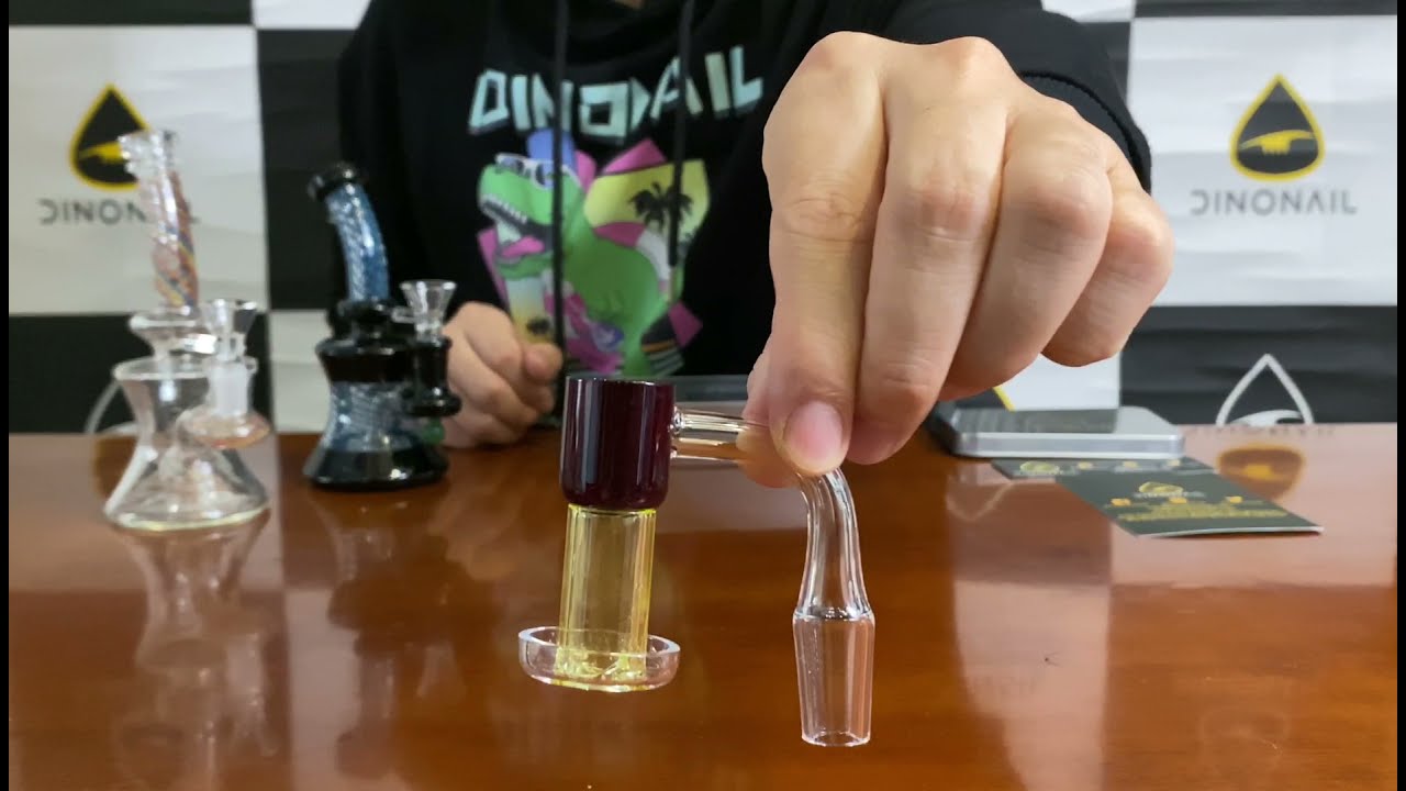 thedinonail.com--Yellow over Red Terp Slurper Set With Marble/Terp Pearls