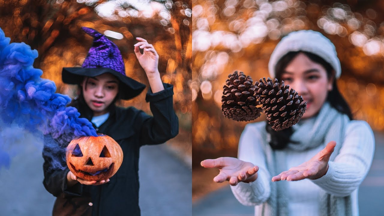 Как снимать креативные реквизит / портрет осенью !! 🍁🍂