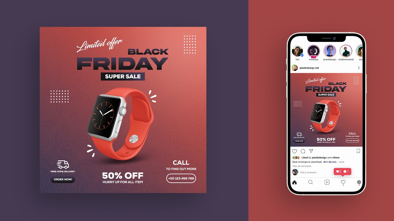 Photoshop Tutorial - How to E-Commerce Product Social Media Post Design