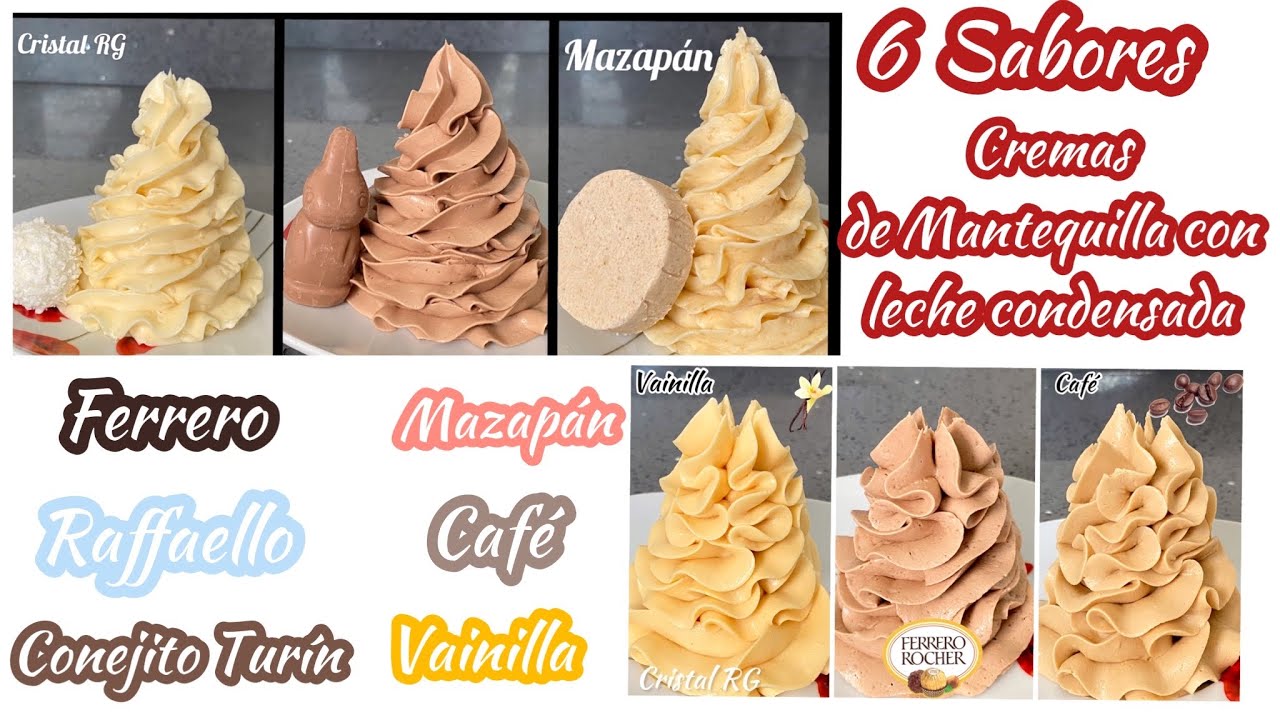 Receta de 6 Sabores de crema de mantequilla con leche condensada