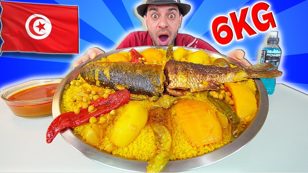تحدي الكسكسي التونسي بالحوت ( سمك البوري ) بوزن ٦ كيلو !Tunisian Mullet Fish Couscous Challenge -6kg