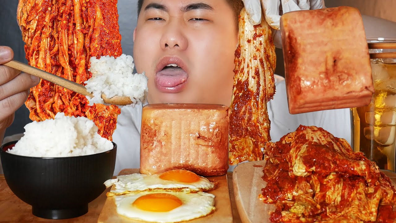 SUB)ASMR MUKBANG 세상에서 제일 매운 실비김치🔥 통스팸 흰쌀밥 리얼사운드 먹방 very spicy kimchi & RICE & BIG SPAM EATING SOUND!