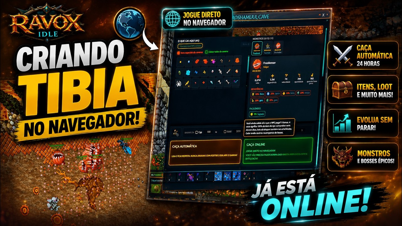 CRIANDO TIBIA NO NAVEGADOR | TIBIA IDLE | TIBIA BROWNSER