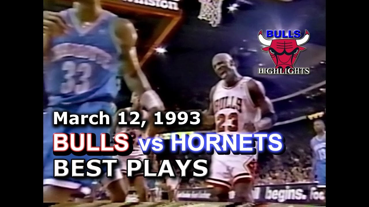 March 12 1993 Bulls vs Hornets highlights