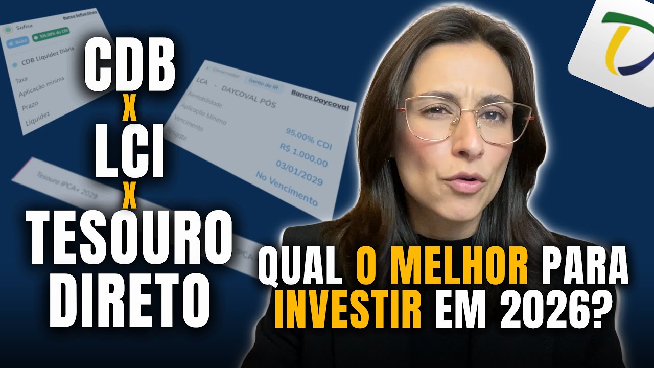 CDB 105% do cdi x LCA 95% do cdi x Tesouro Selic: qual rende mais agora em 2026?
