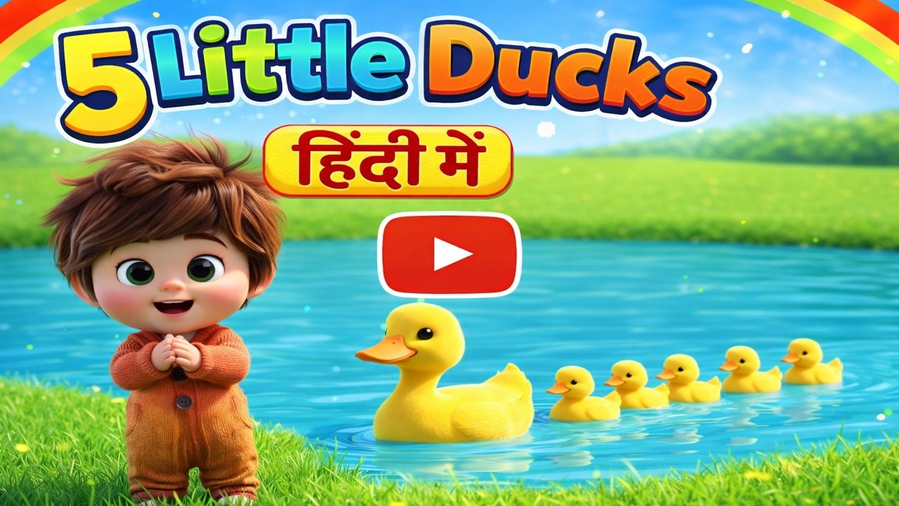 Five Little Ducks in Hindi | 5 Little Ducks Went Swimming | Kids Rhyme