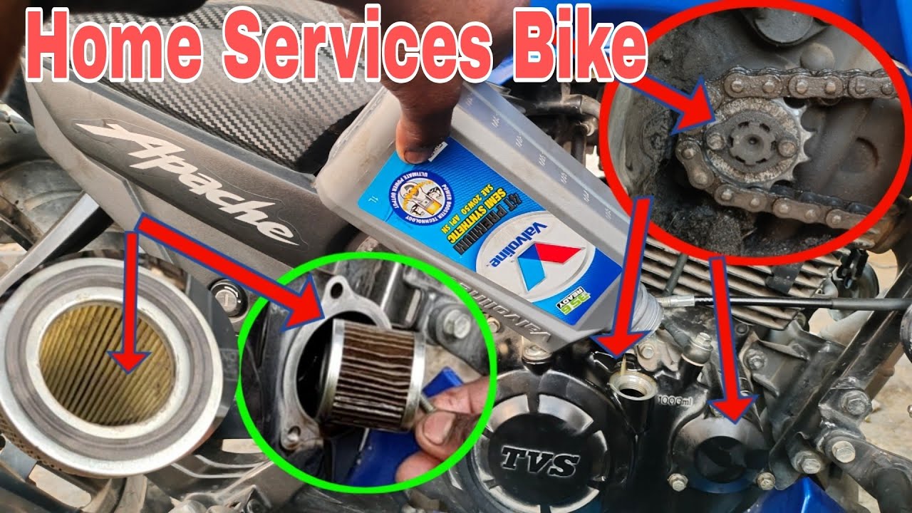 Apache service home | tvs  apache service at home|tvs  apache engine oil change #tvs #apache #engine