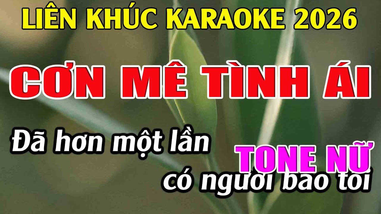 Liên Khúc Karaoke Tone Nữ Dễ Hát Karaoke Cơn Mê Tình Ái Karaoke Tuyệt Phẩm - Beat Mới