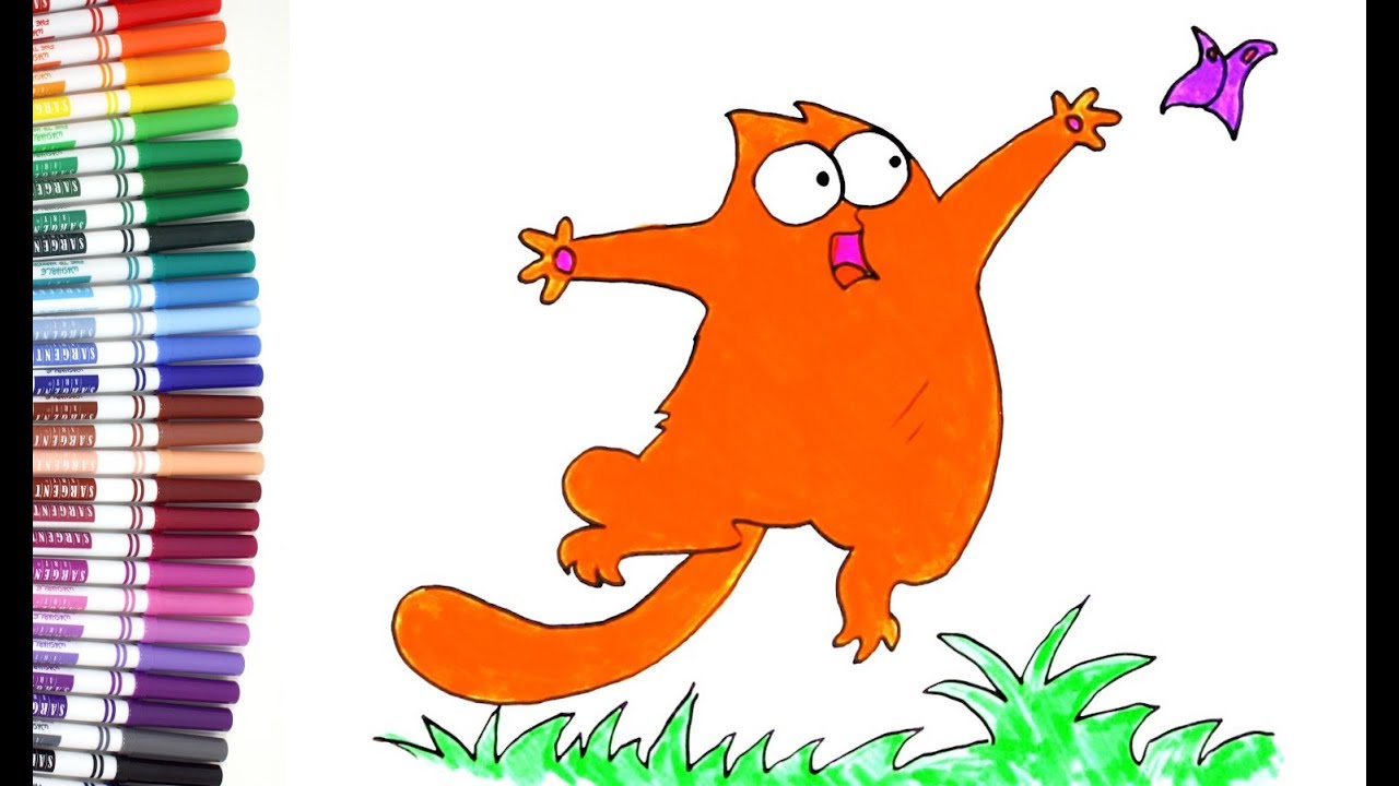 Funny marker Drawing nice cat Coloring for children