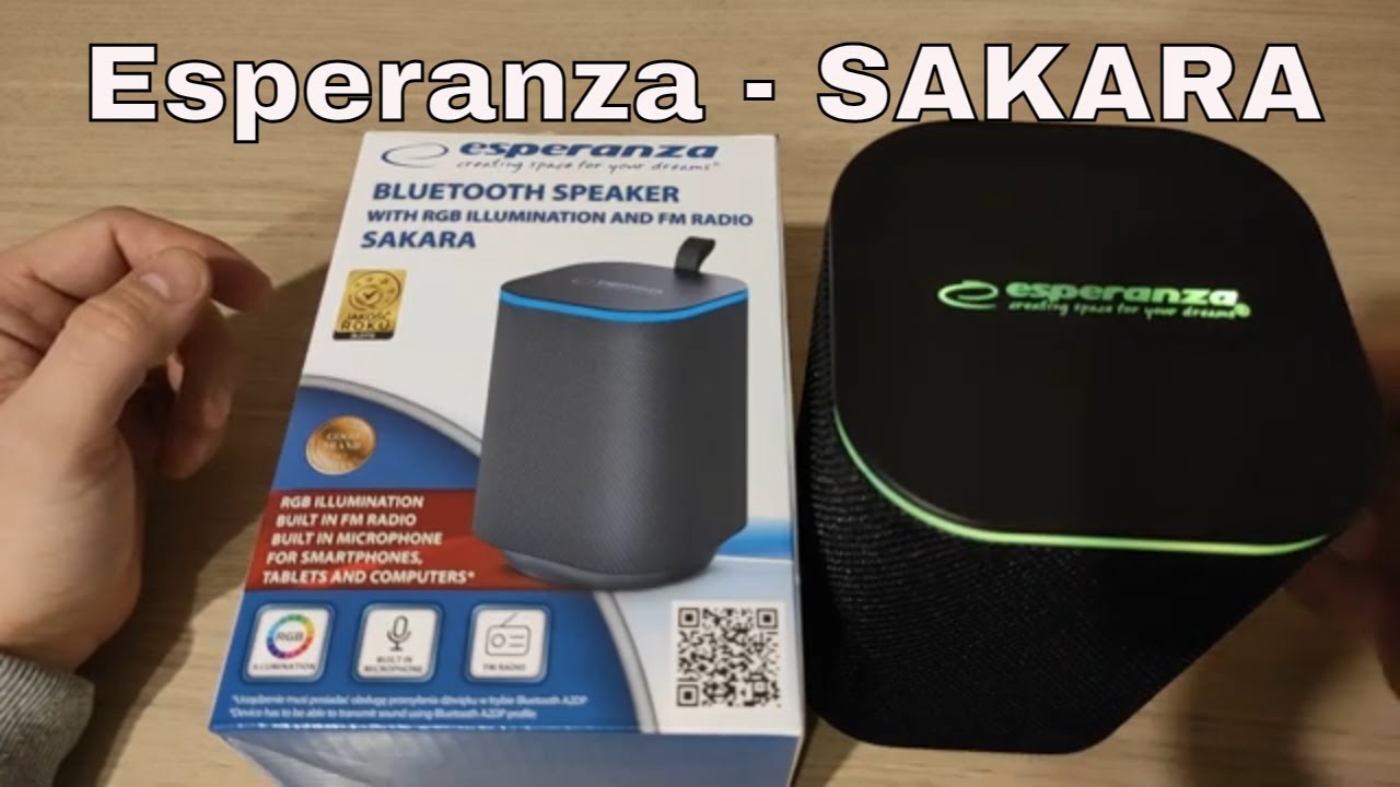 Prezentacja niedrogiego głośnika Bluetooth z radiem FM i podświetleniem LED  Esperanza EP155 SAKARA