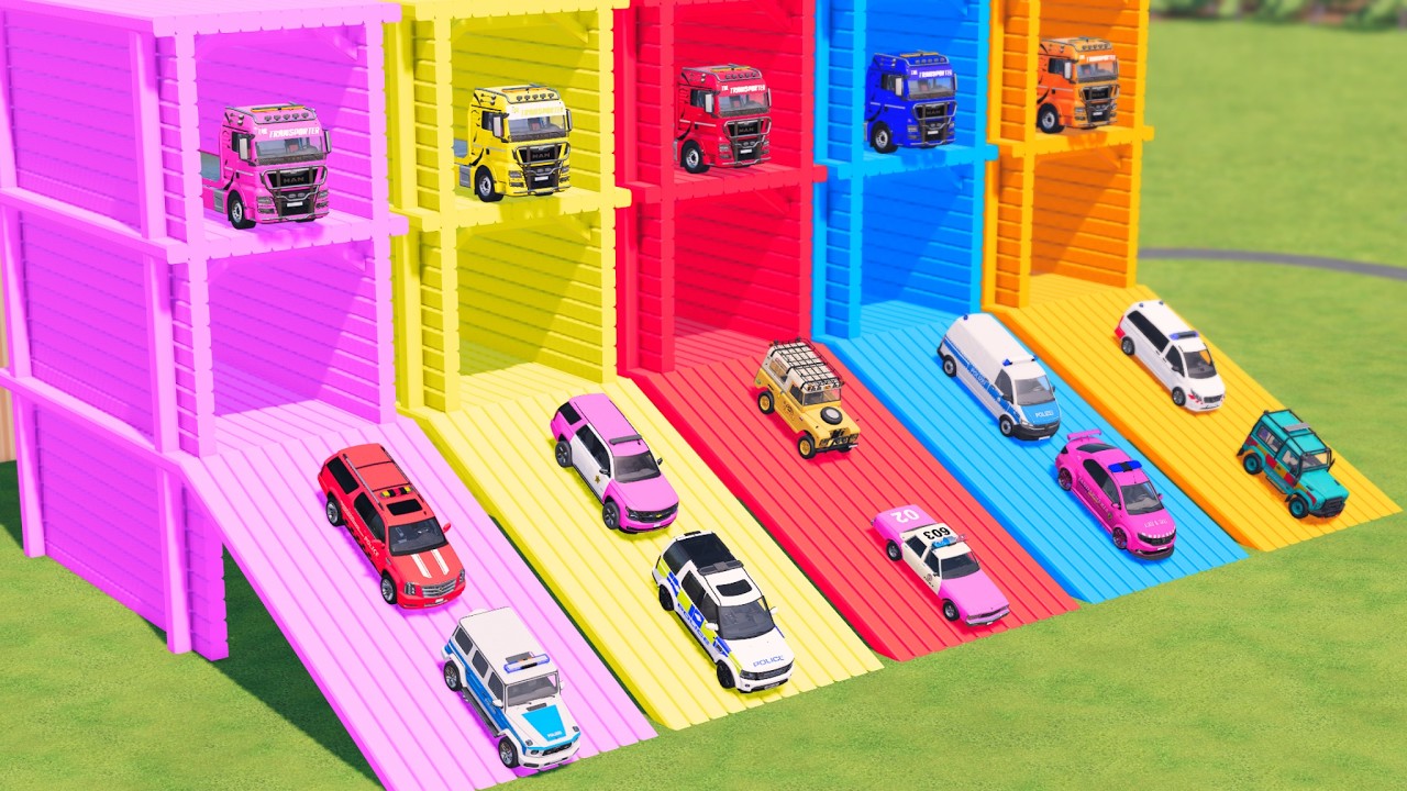 TRANSPORT! AMBULANCE, POLICE CARS & FIRE RESCUE TO THE GARAGE WORK WITH COLOR  🚑🚓🚒  FS22