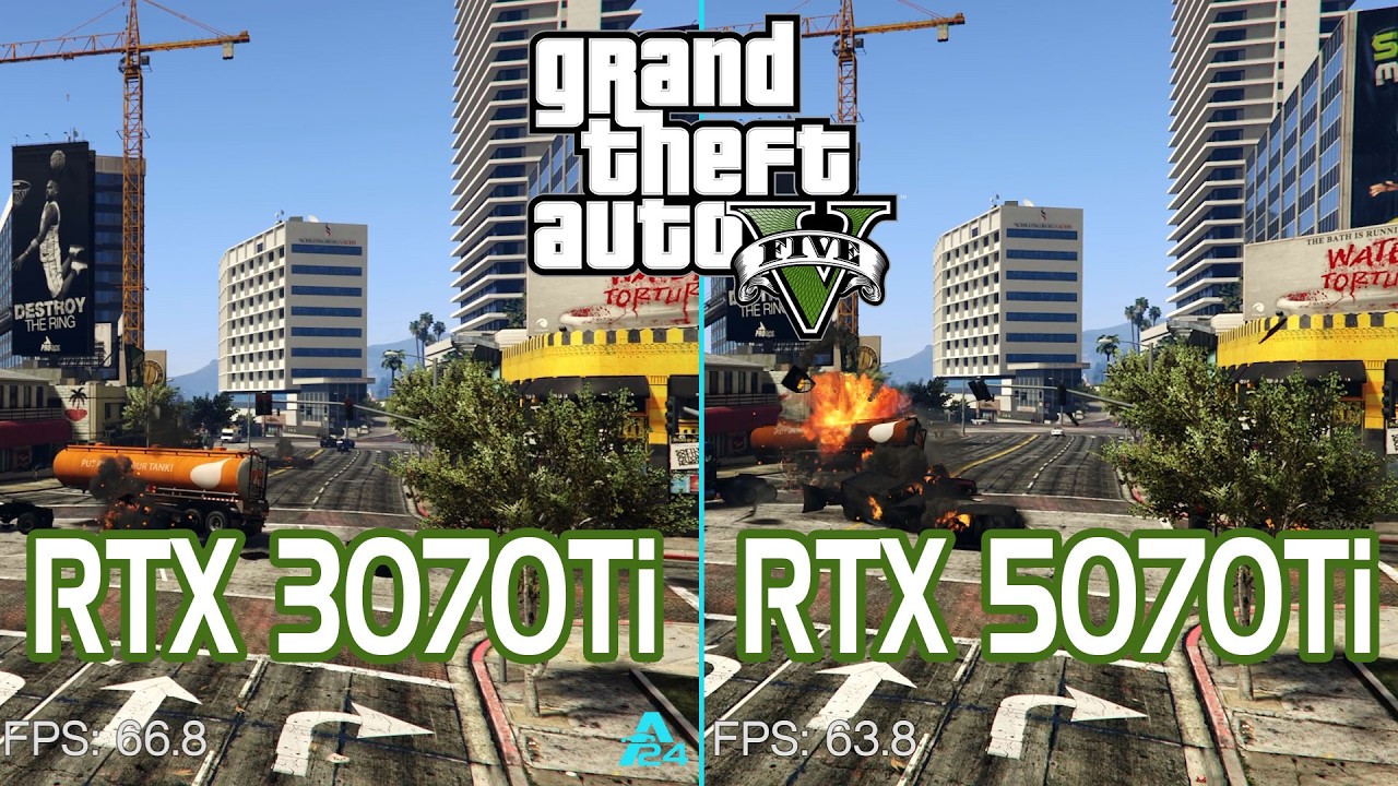 [2K] RTX 3070Ti vs RTX 5070Ti, DLSS off, GTA V, Grand Theft Auto 5, benchmark, test 2K, i7-10700F