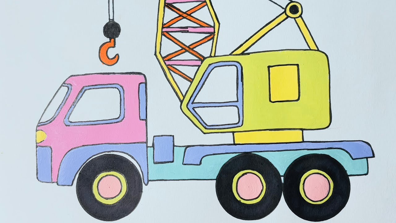 How to draw a crane for Kids and Toddlers | easy drawing and coloring