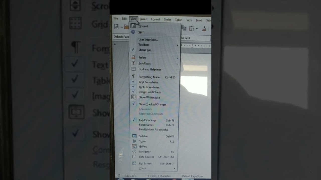 options available in View tab Libre office Writer 🔥| ccc exam preparation 👌| #shorts