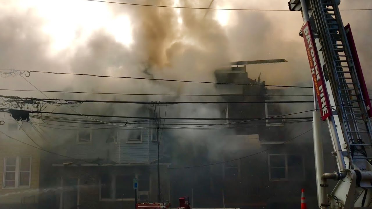 BAYONNE FIRE DEPARTMENT, ALONG WITH MUTUAL AID, BATTLE A 5TH ALARM FIRE ON ANDREWS ST. IN BAYONNE.