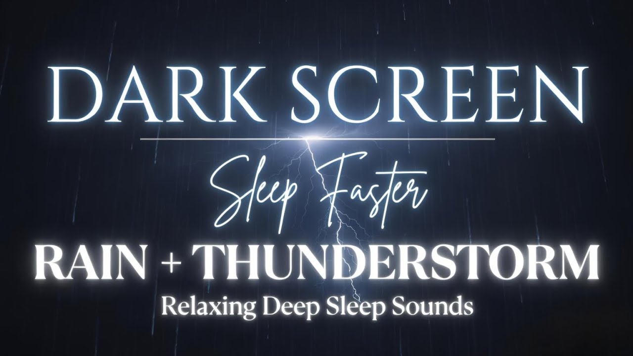 Heavy Rain and Thunder Sounds on Dark Screen | Deep Sleep & Relaxation