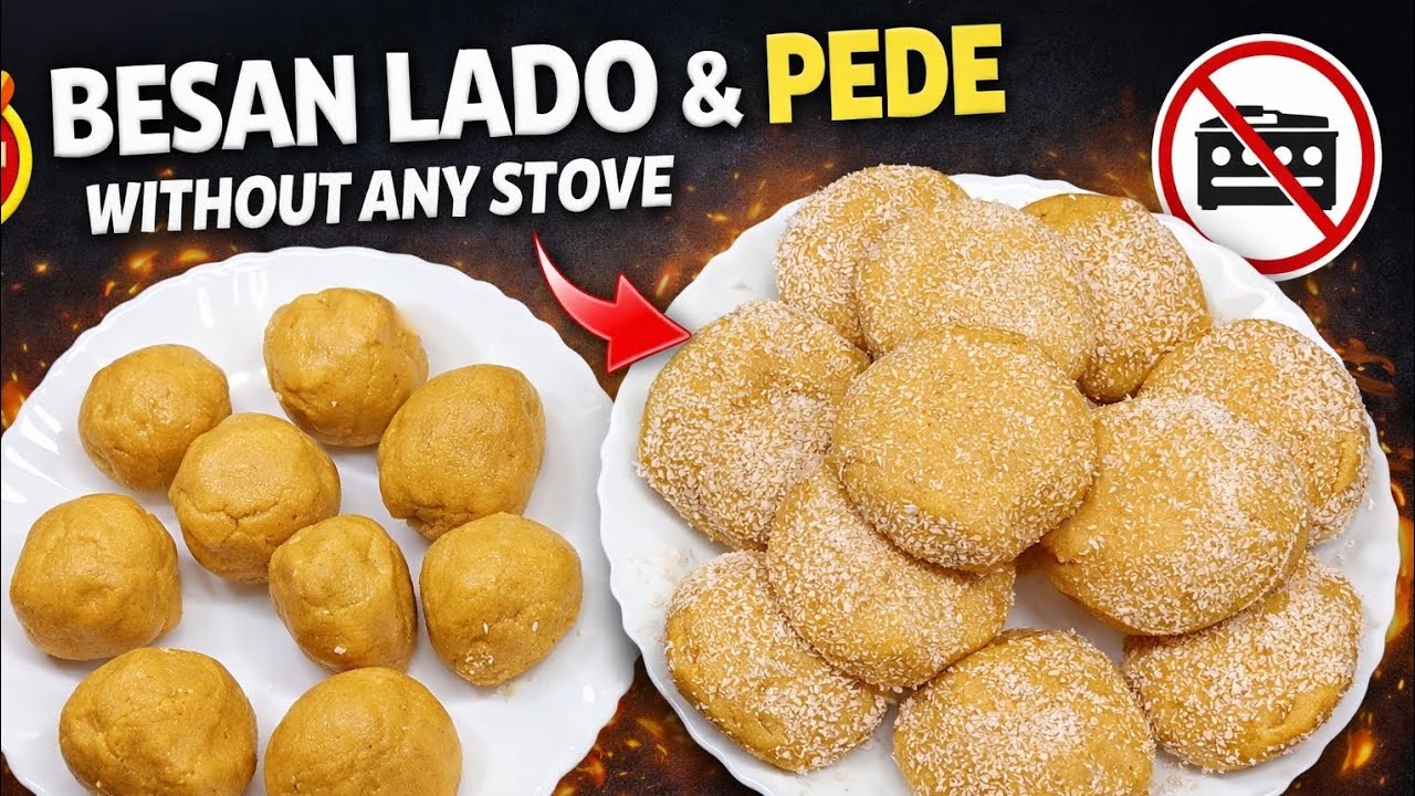 Besan Ladoo & Pede Without Stove 😍 | 5-Minute Instant Sweet Recipe | No Cooking