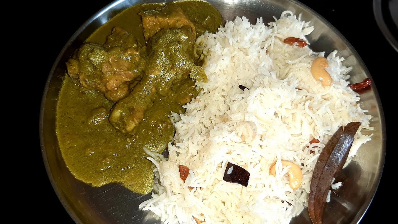 ❤ ಘೀ ರೈಸ್ & ಚಿಕನ್ ಗ್ರೀನ್ ಗ್ರೇವಿ ॥ Ghee rice & chicken green gravy ॥
