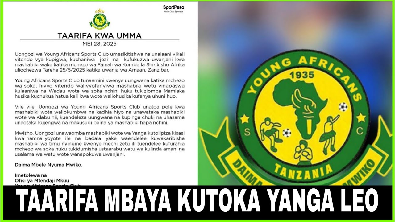 🔴#LIVE KIMENUKA; TAARIFA MBAYA KUTOKA YANGA MUDA HUU WATANGAZA JAMBO HILI ZITO 