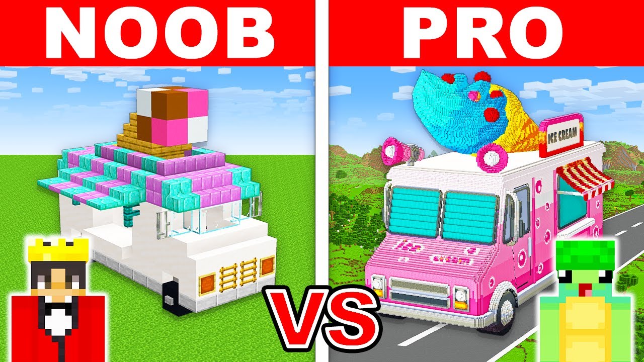 NOOB vs PRO: ICE CREAM TRUCK HOUSE Build Challenge in Minecraft!