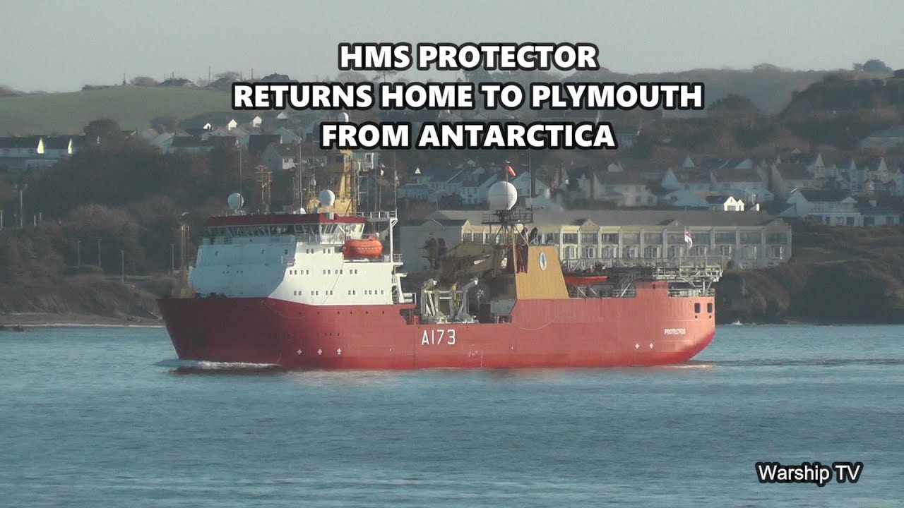 HMS PROTECTOR A173 RETURNS HOME TO PLYMOUTH AFTER DEPLOYMENT TO ANTARCTICA 12 12 25