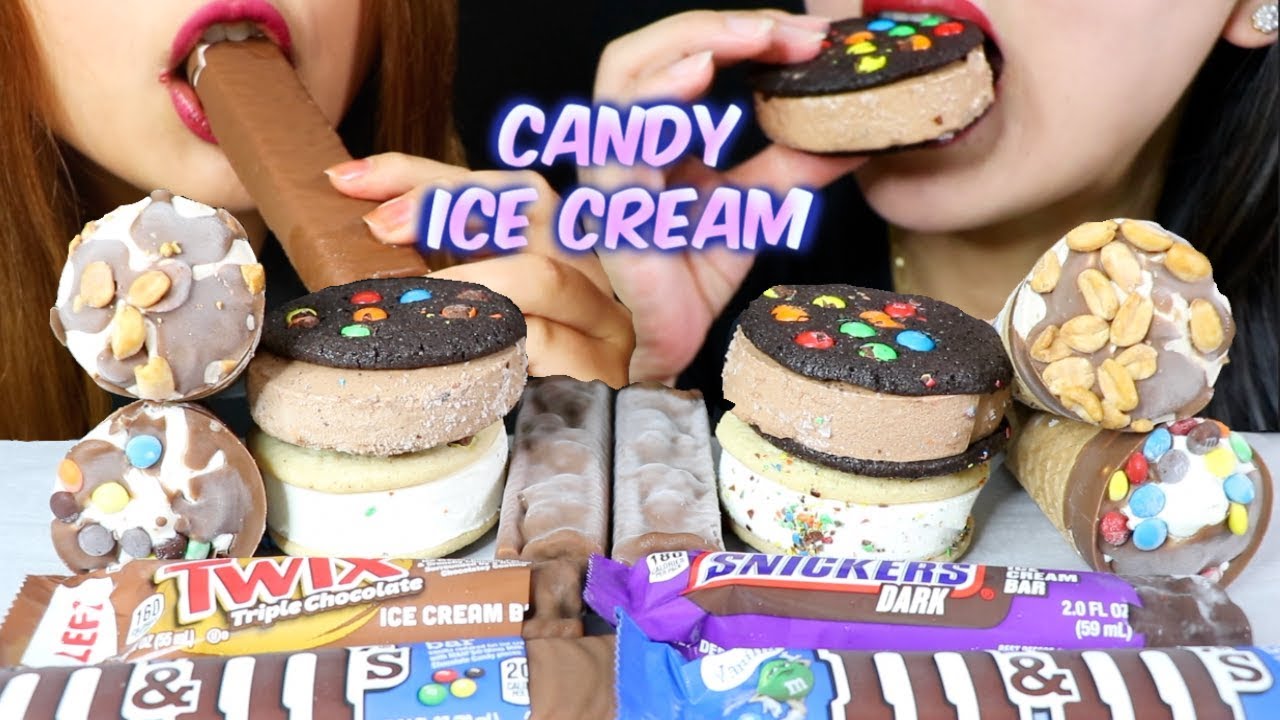 ASMR CANDY ICE CREAM PARTY (M&M'S, SNICKERS, TWIX) 리얼사운드 먹방 | Kim&Liz ASMR
