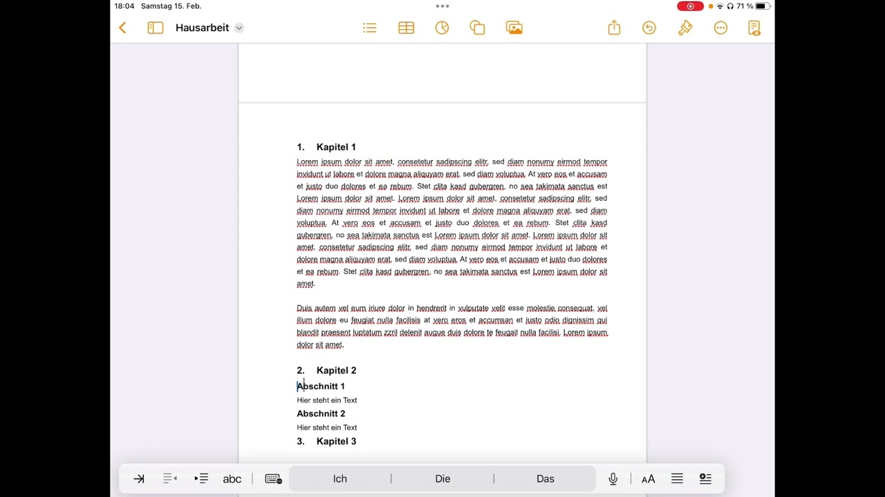 Hausarbeit mit Pages auf dem iPad - Anleitung zur Formatierung/Vorbereitung des Dokuments
