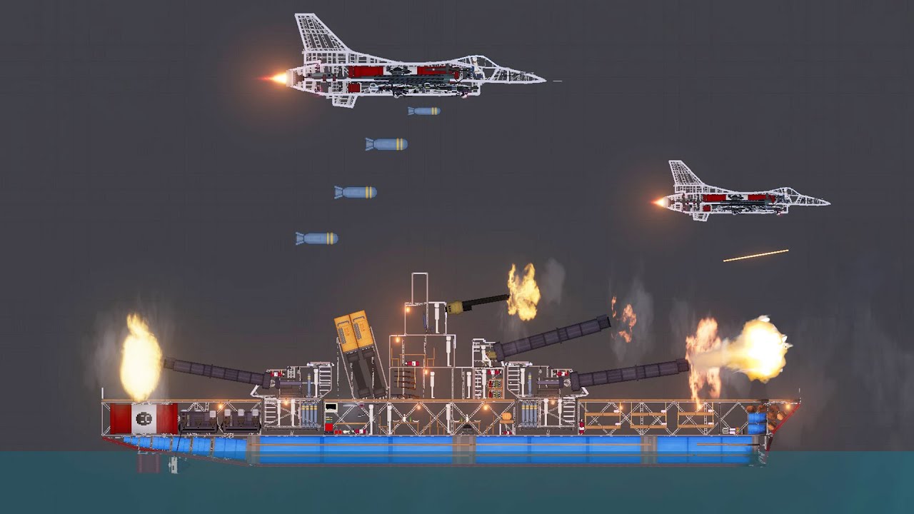 NAVAL BATTLE F-16 / Warships and Helicopters in People Playground