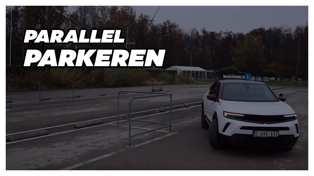 Zo moet je fileparkeren of parkeren in een S-vorm. Manoeuvre op het rijexamen !!