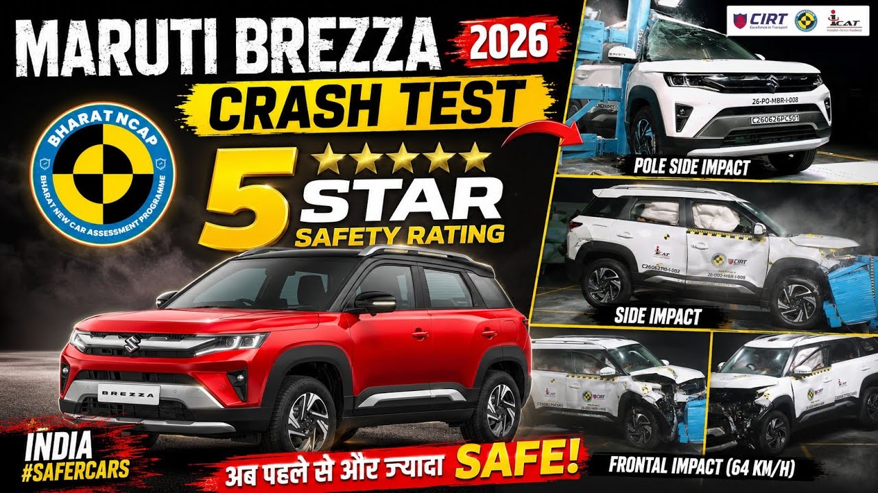 🔥New Maruti Suzuki Brezza 2026 Crash Test😮 | Scored 5⭐ in Bharat NCAP Safety Rating