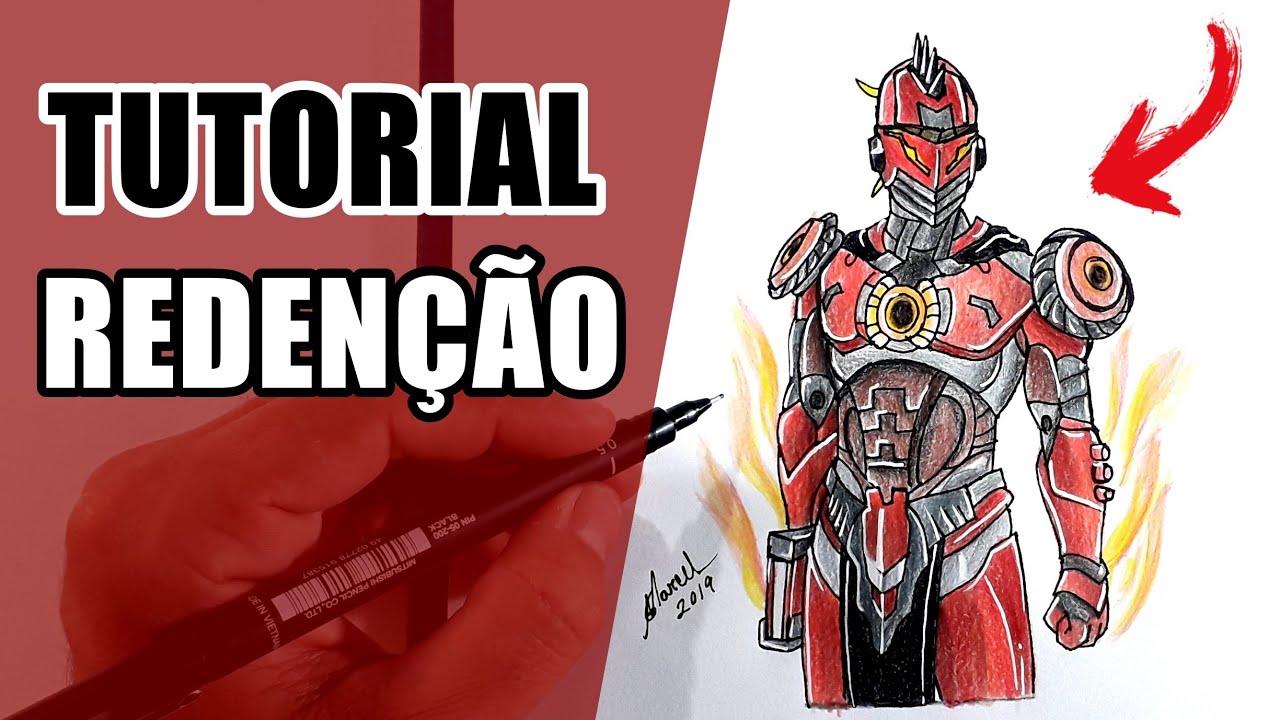 COMO DESENHAR A SKIN MASCULINA PASSE REDENÇÃO FREE FIRE - Cómo Dibujar Free Fire