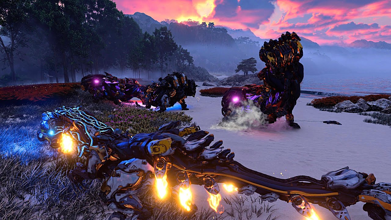 Fire Clawstrider & Widemaw VS 2 Apex Widemaws | Horizon Forbidden West
