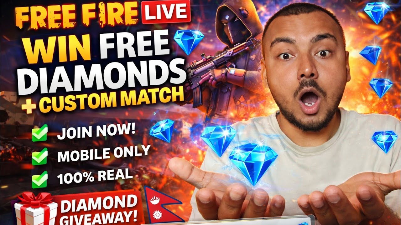 🎁 FREE FIRE Diamond Giveaway + Custom Match LIVE! 💎🔥