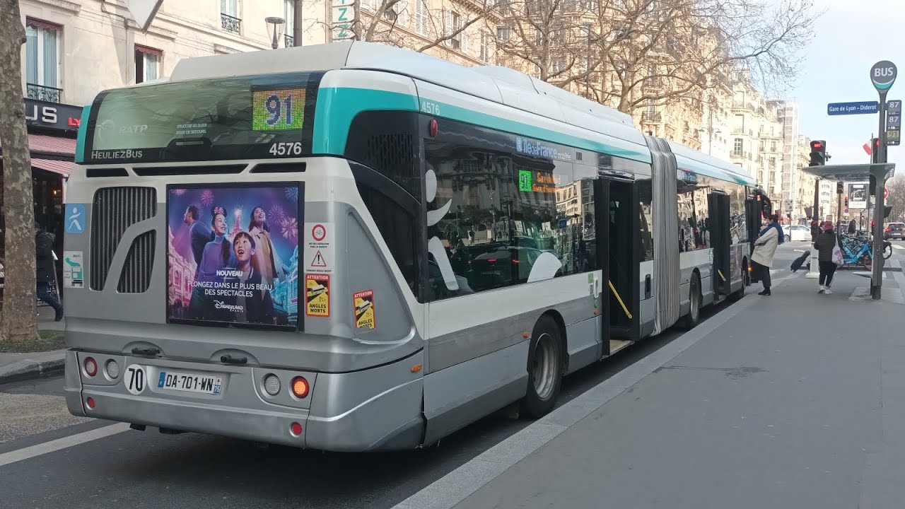 Bus 91 RATP | Heuliez GX 427 Hybride N°4576 | Montparnasse 2 - Gare TGV ---- Paris Gare de Lyon
