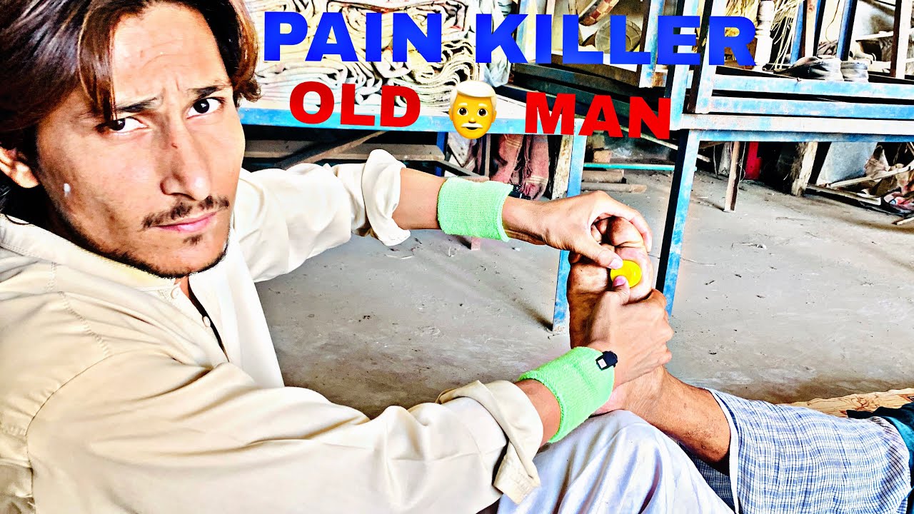 Pain killer baba foot and leg massage with pain killer oil and smoke oil by old man asmr