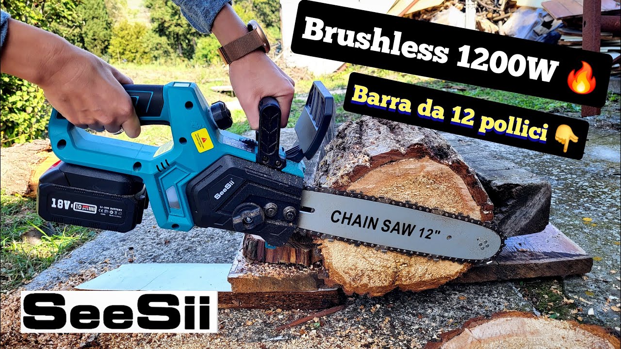 🔥 Motosega da potatura con barra da 12 Pollici a batteria | 18v 5ah | Chainsaw SeeSii by Amazon